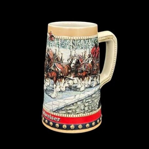 Vintage 1988 Budweiser Holiday Clydesdales Beer Stein Collector's Edition - Picture 1 of 7